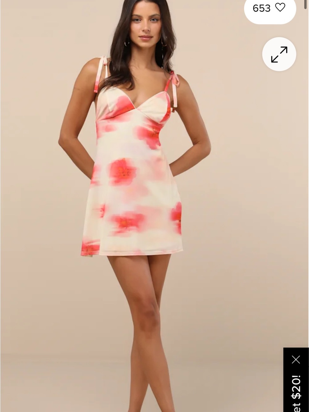 Aldara Light Yellow Abstract Mesh Tie-Strap Mini Dress